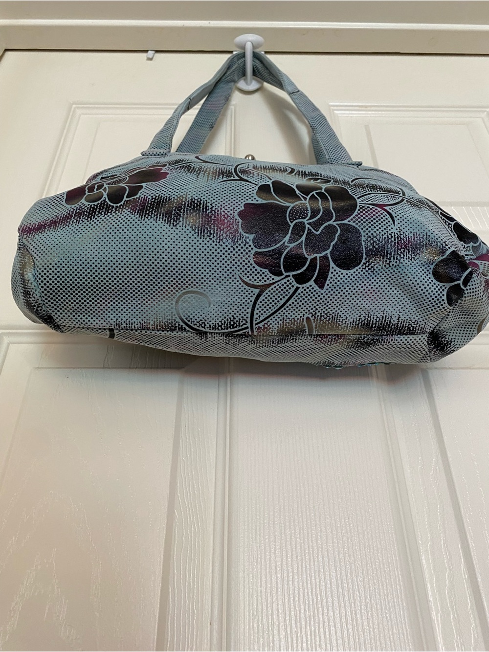 Embellished Floral Sequin Frame-Top Shoulder Bag - Blue - Picture 4 of 5